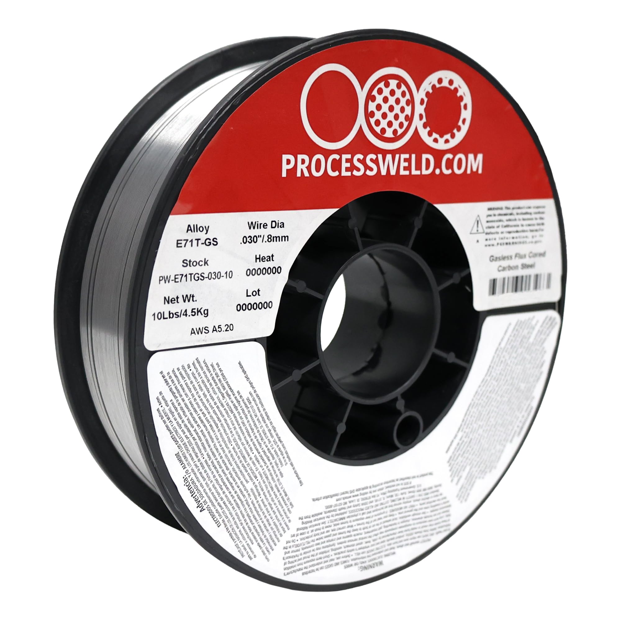 Process E71TGS X .030” X 10 LB MIG/FCAW Gasless Flux Core Carbon